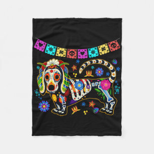Cobertor De Velo Crânio de Açúcar Mexicano Dachshund Bone Dia das B