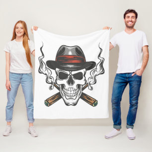 Cobertor De Velo Crânio de gângster com chapéu fedora