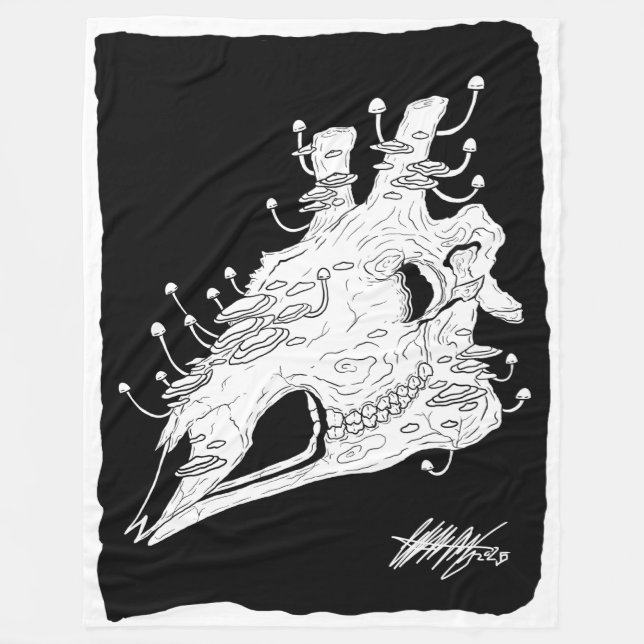 Cobertor De Velo Crânio de Girafa preto e branco (Frente)