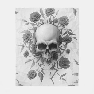 Cobertor De Velo Crânio de Rosa Gótico escuro