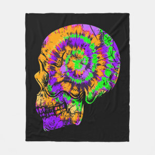 Cobertor De Velo Crânio Divertido Tie Dye Festivo Halloween Verde