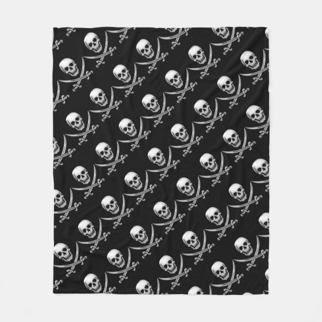 Cobertor De Velo Crânio e Espada Cruzada Pirata (TLAPD) (Frente)