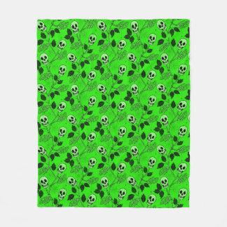 Cobertor De Velo Crânio Floral Gótico Verde Neon