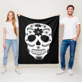 Cobertor De Velo Crânio Mexicano Preto E Branco