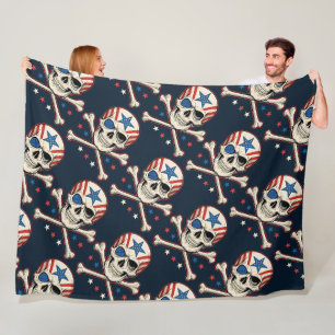 Cobertor De Velo Crânio Patriótico e Bandeira Americana Crossbones