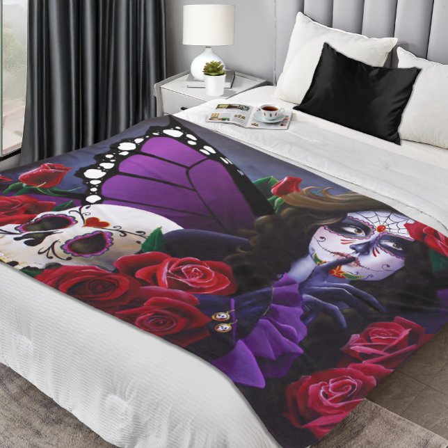 Cobertor De Velo Crânios de açúcarRosa vermelho Roxo (Criador carregado)