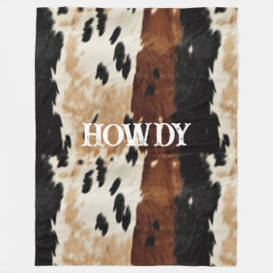 Cobertor De Velo Cream Brown Cowhide Howdy