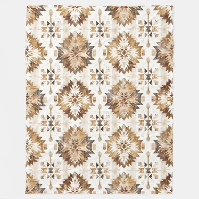 Cobertor De Velo Cream Brown Native Tribal (Frente)