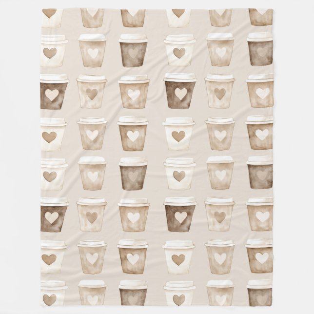 Cobertor De Velo Cream Coffee Heart Cups (Frente)