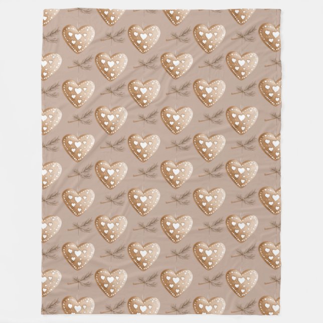 Cobertor De Velo Cream Gingercake Cookie Hearts Natal (Frente)