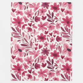 Cobertor De Velo Cream Girly Pink Red Flowers Hearts