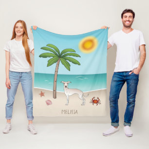 Cobertor De Velo Cream - Greyhound Italiano Na Praia Tropical De Ve