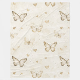 Cobertor De Velo Cream Hearts Butterflies Christmas