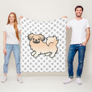Cobertor De Velo Cream Sable Tibetan Spaniel Cartoon Dog & Paws
