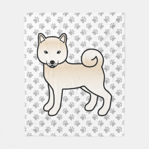 Cobertor De Velo Cream Shiba Inu Cão E Pata De Cartoon
