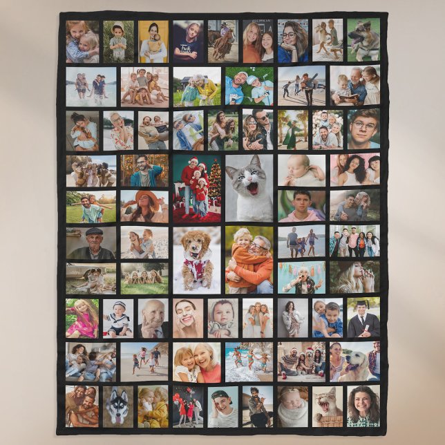 Cobertor De Velo Create Your Own 68 Photo Collage Black (Criador carregado)
