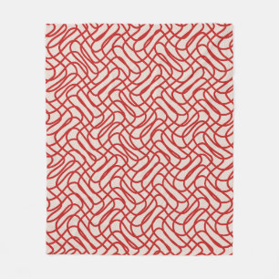 Cobertor De Velo Creme E Padrão De Linha De Abstrato Vermelho