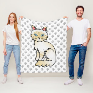 Cobertor De Velo Creme Point Tabby Birman / Ragdoll Cute Cat & Paws