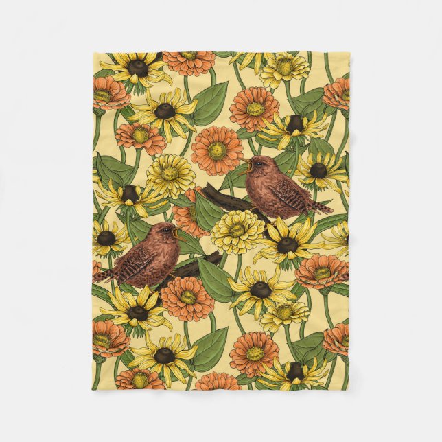 Cobertor De Velo Crenças e flores em amarelo pálido (Frente)