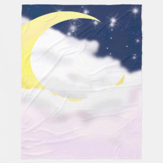 Cobertor De Velo Cresent Moon in Soft Clouds Fleece Blanket