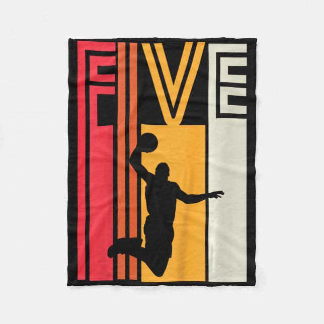 Cobertor De Velo Crianças 5 Birthday Bysketbyll Lover Gift 5 Anos O (Frente)