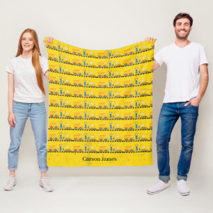 Cobertor De Velo Crianças Amarelas Personalizadas de Veículos de