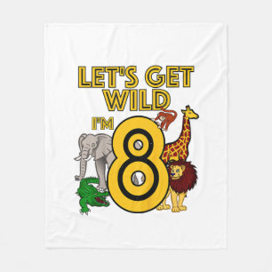Cobertor De Velo Crianças com 8 anos Zoo Aniversário Camisa Safari