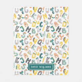 Cobertor De Velo Crianças com Padrão de Alfabeto Dinossauro Colorid