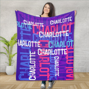 Cobertor De Velo Crianças com Padrão de Nome Repetitivo Monograma