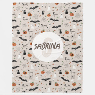 Cobertor De Velo Crianças Cute Spooky Halloween Queda Monograma