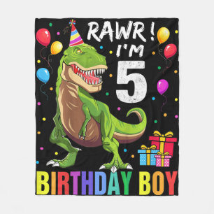 Cobertor De Velo Crianças de 5 anos 5 de aniversário Garoto T Rex D