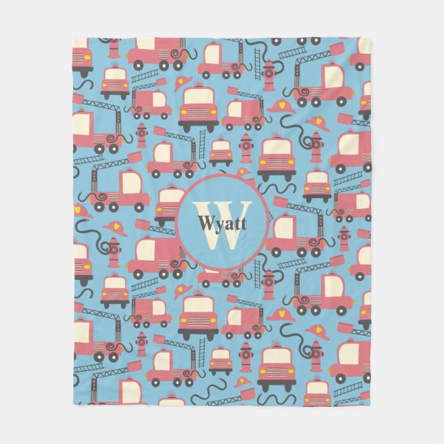 Cobertor De Velo Crianças de Bombeiros Vermelhos Personalizadas (Frente)