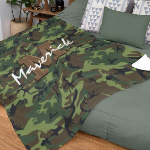 Cobertor De Velo Crianças de Camuflagem do Exército Monograma