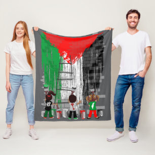Cobertor De Velo Crianças de Gaza Pintando a Bandeira da Palestina