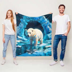 Cobertor De Velo Crianças de Urso Polar Azul e Branco