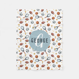 Cobertor De Velo Crianças modernas de futebol azul