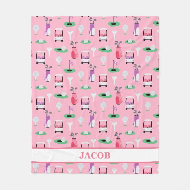 Cobertor De Velo Crianças Personalizadas Golfer Golfcart Golfing (Frente)