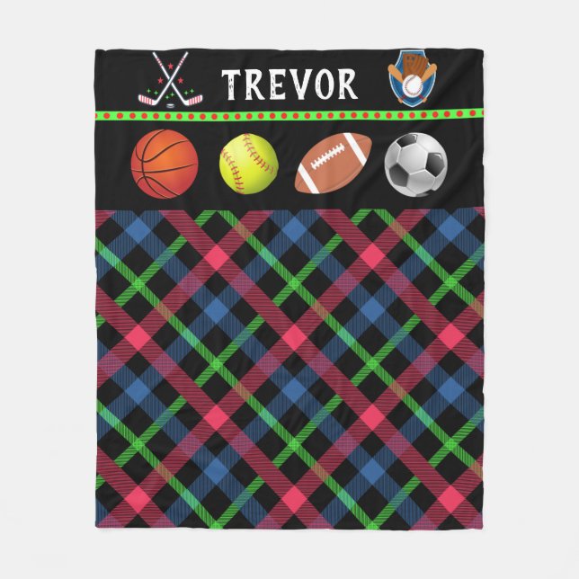 Cobertor De Velo Crianças Super Esporte Tartan Personalizado (Frente)