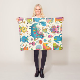 Cobertor De Velo Criaturas Fantásticas Whimsical