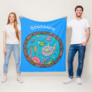 Cobertor De Velo Criaturas marinhas engraçadas desenhos submarinos