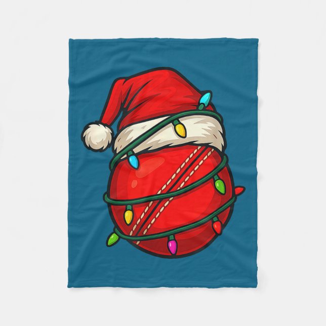 Cobertor De Velo Cricket Ball With Santa Hat Funny Christmas Xmas G (Frente)
