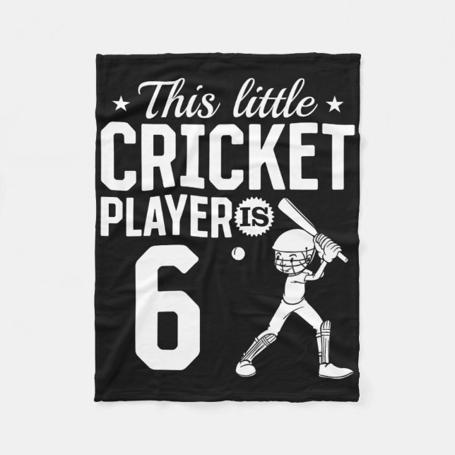Cobertor De Velo Cricket Player Is 6 Years - 6th Birthday Cricket P (Frente)