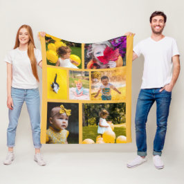 Cobertor De Velo Crie Sua Própria Colagem de 7 Fotos Amarela