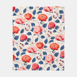 Cobertor De Velo Crimson e Coral Flower
