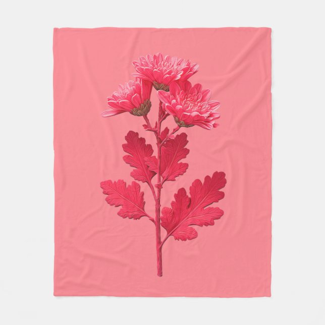 Cobertor De Velo Crisântemo Rosa  (Frente)