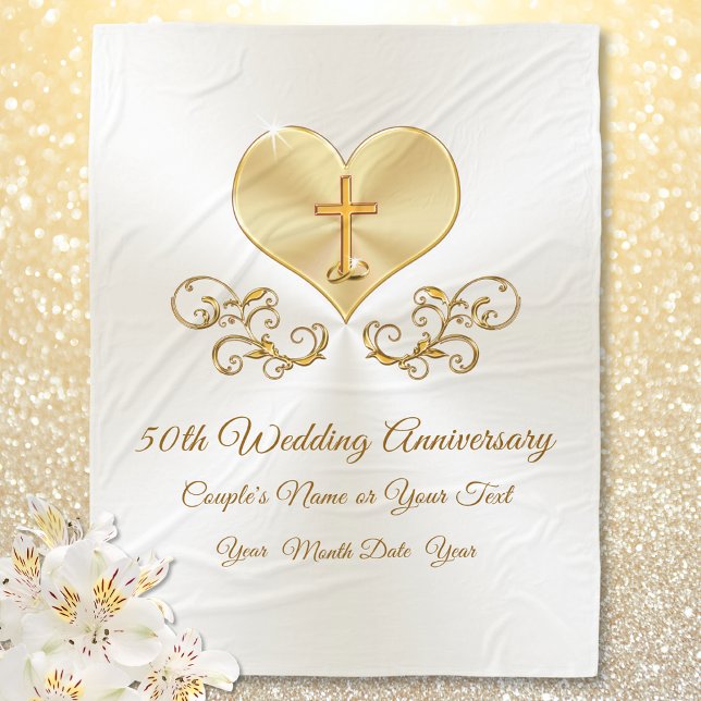 Cobertor De Velo Cristão 50º Aniversário de Casamento Ideias de Pre (50th anniversary blanket. Gifts for 50 years of marriage. 50th anniversary presents, Christian.)