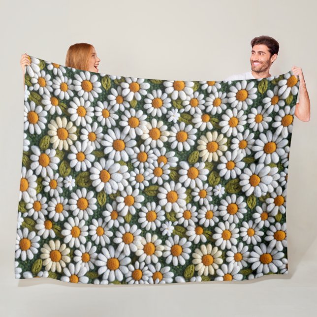 Cobertor De Velo Crochet White Daisies Spring Wildflowers (In Situ)