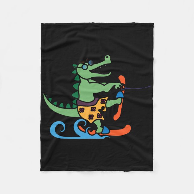 Cobertor De Velo Crocodilo Lover Skiator Alligator Réptil Water Ski (Frente)