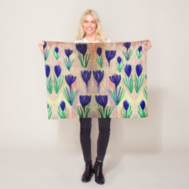 Cobertor De Velo Crocus Watercolor Padrão Folheto de Folha