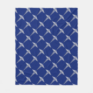 Cobertor De Velo Cromo Como Caduceus Símbolo Médico em Azul Marinho